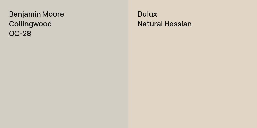 Benjamin Moore Collingwood vs. Dulux Natural Hessian