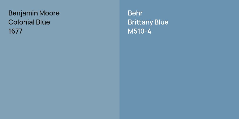 Benjamin Moore Colonial Blue vs. Behr Brittany Blue