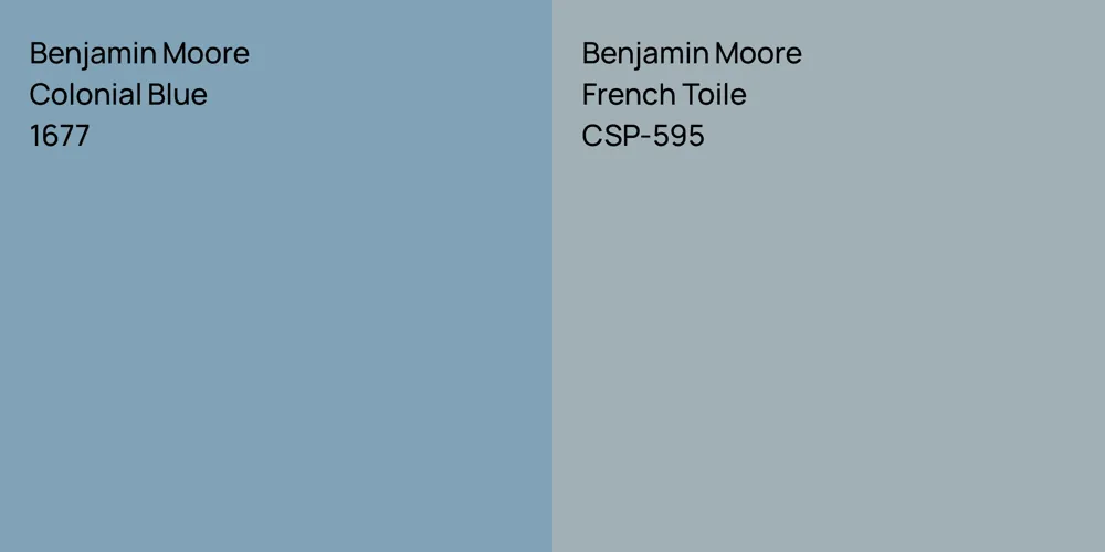 Benjamin Moore Colonial Blue vs. Benjamin Moore French Toile comparison