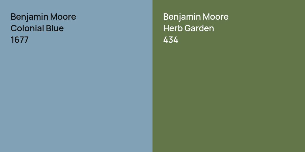 Benjamin Moore Colonial Blue vs. Benjamin Moore Herb Garden