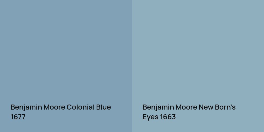 Benjamin Moore Colonial Blue vs. Benjamin Moore New Born's Eyes