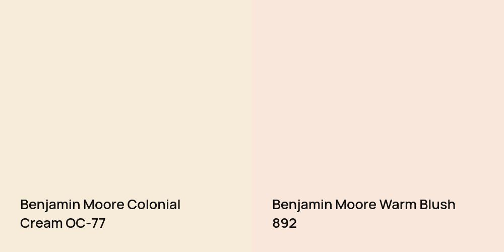 Benjamin Moore Colonial Cream vs. Benjamin Moore Warm Blush