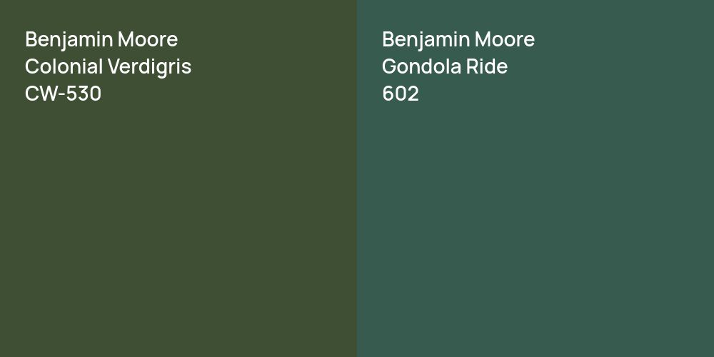 Benjamin Moore Colonial Verdigris vs. Benjamin Moore Gondola Ride