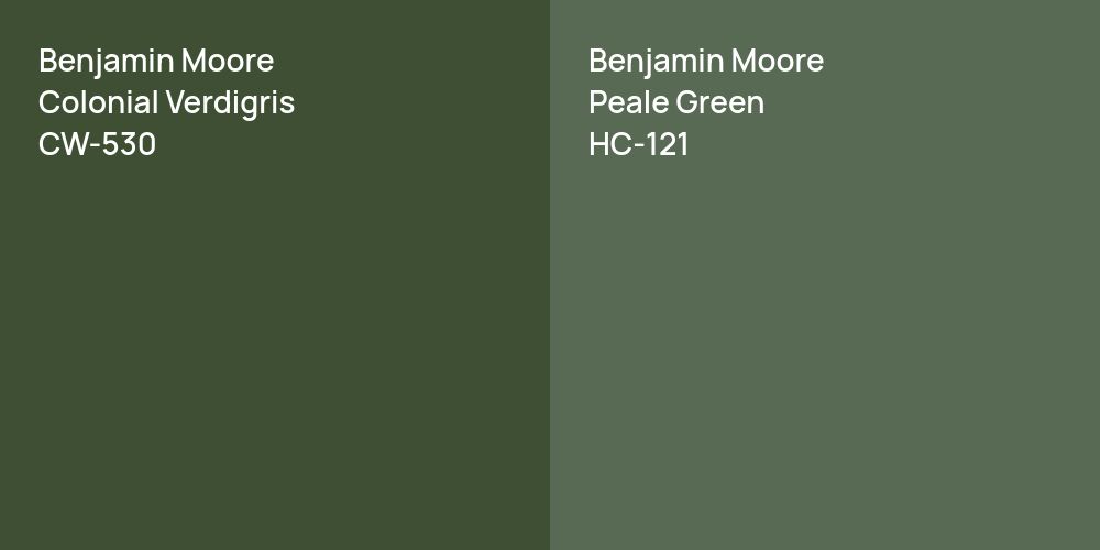 Benjamin Moore Colonial Verdigris vs. Benjamin Moore Peale Green