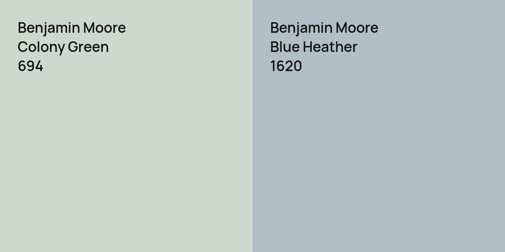 Benjamin Moore Colony Green vs. Benjamin Moore Blue Heather