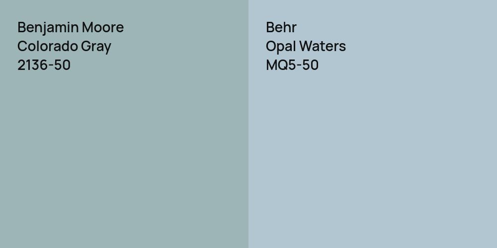 Benjamin Moore Colorado Gray vs. Behr Opal Waters