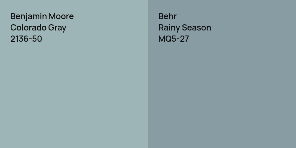 Benjamin Moore Colorado Gray vs. Behr Rainy Season