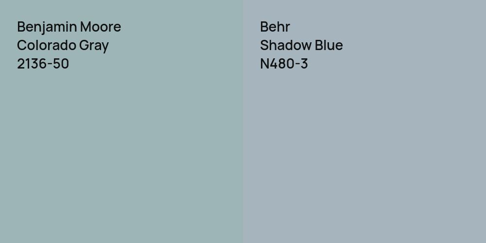 Benjamin Moore Colorado Gray vs. Behr Shadow Blue