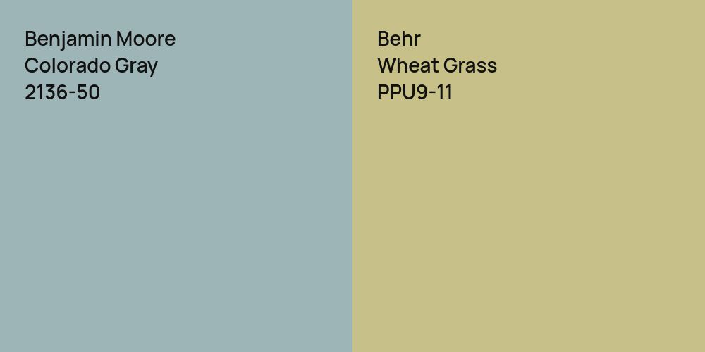 Benjamin Moore Colorado Gray vs. Behr Wheat Grass