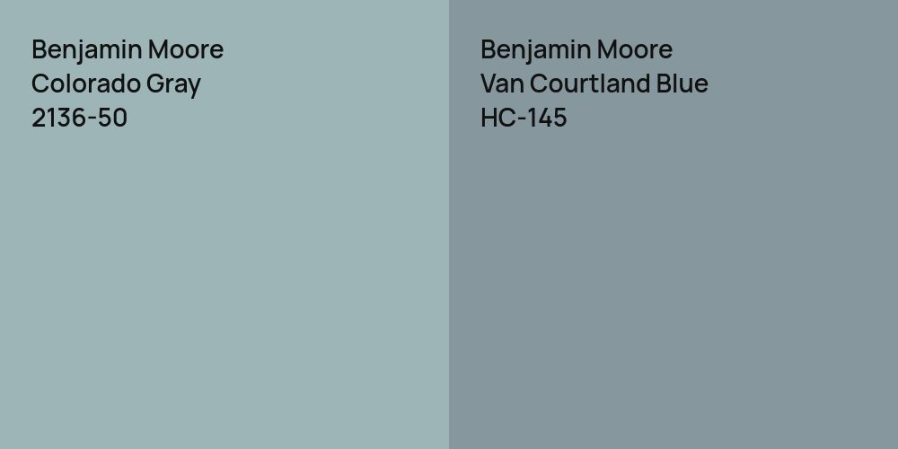 Benjamin Moore Colorado Gray vs. Benjamin Moore Van Courtland Blue