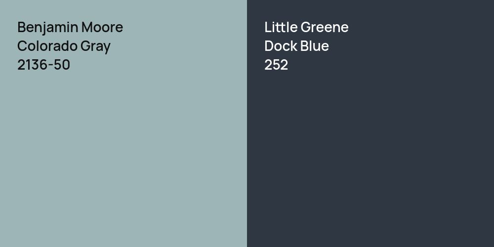 Benjamin Moore Colorado Gray vs. Little Greene Dock Blue