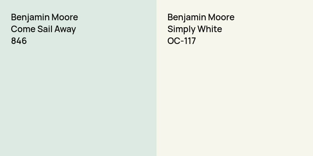 Benjamin Moore Come Sail Away vs. Benjamin Moore Simply White