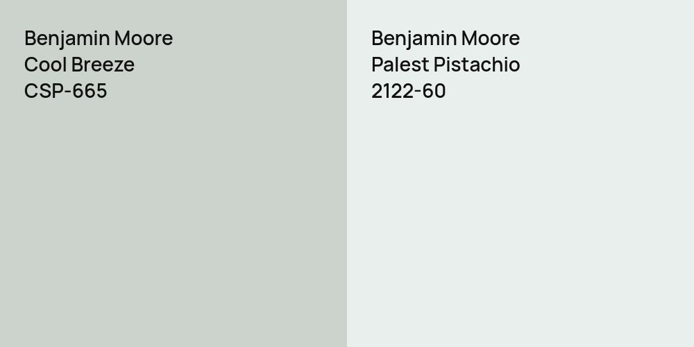 Benjamin Moore Cool Breeze vs. Benjamin Moore Palest Pistachio