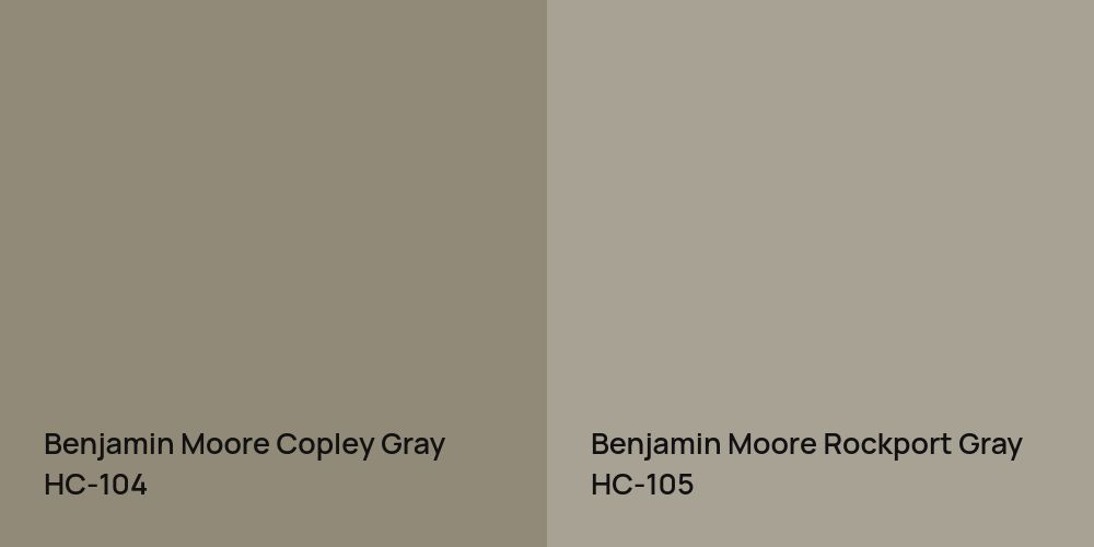 Benjamin Moore Copley Gray vs. Benjamin Moore Rockport Gray