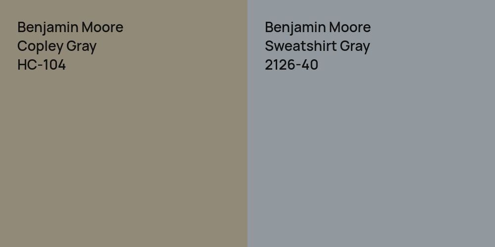 Benjamin Moore Copley Gray vs. Benjamin Moore Sweatshirt Gray