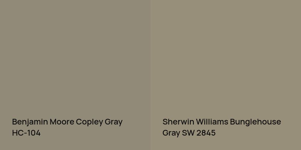 Benjamin Moore Copley Gray vs. Sherwin Williams Bunglehouse Gray