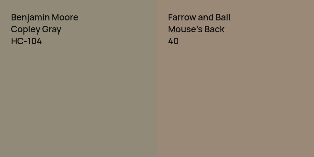 Benjamin Moore Copley Gray vs. Farrow and Ball Mouse's Back