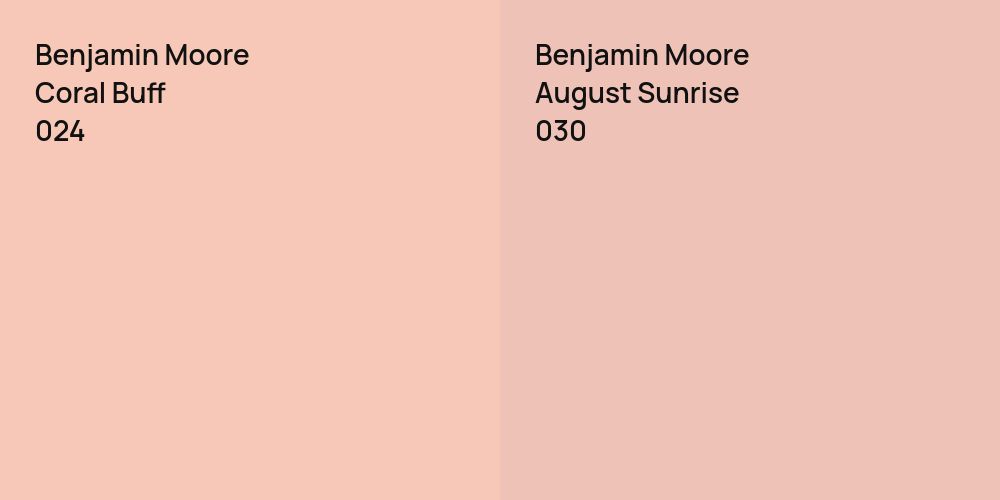 Benjamin Moore Coral Buff vs. Benjamin Moore August Sunrise