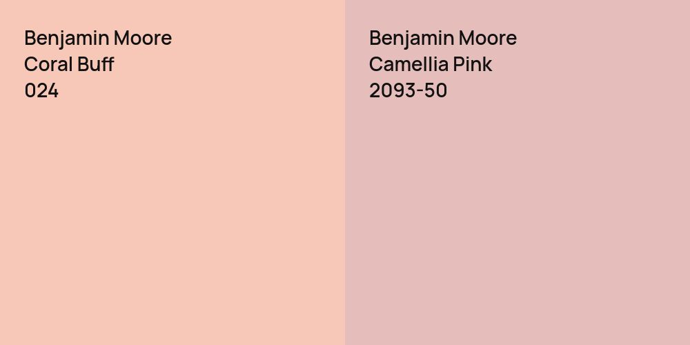 Benjamin Moore Coral Buff vs. Benjamin Moore Camellia Pink