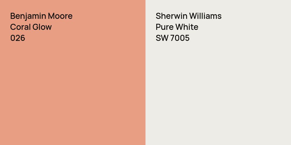 Benjamin Moore Coral Glow vs. Sherwin Williams Pure White