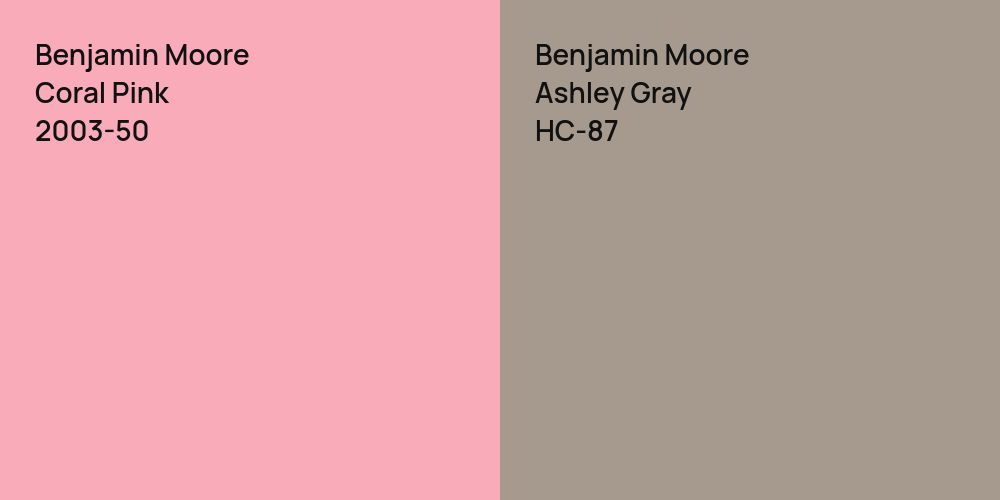 Benjamin Moore Coral Pink vs. Benjamin Moore Ashley Gray