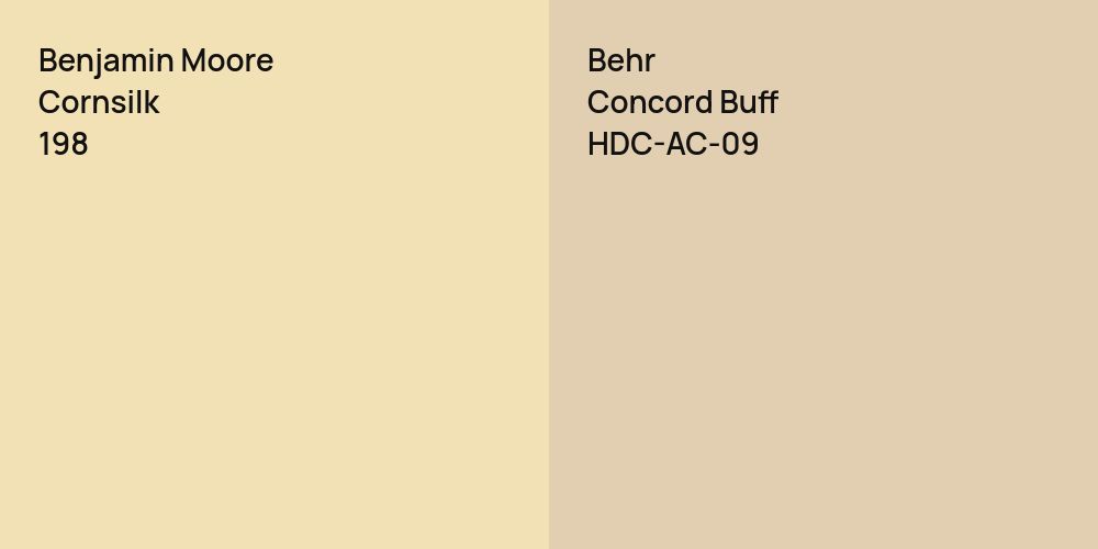 Benjamin Moore Cornsilk vs. Behr Concord Buff