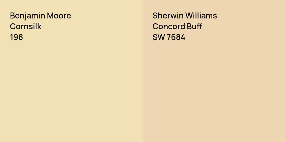 Benjamin Moore Cornsilk vs. Sherwin Williams Concord Buff