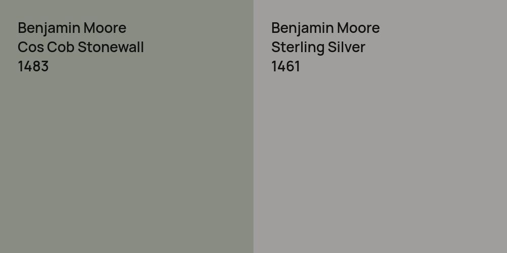 Benjamin Moore Cos Cob Stonewall vs. Benjamin Moore Sterling Silver