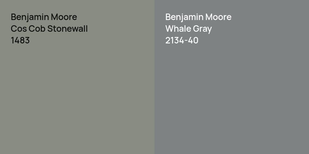 Benjamin Moore Cos Cob Stonewall vs. Benjamin Moore Whale Gray