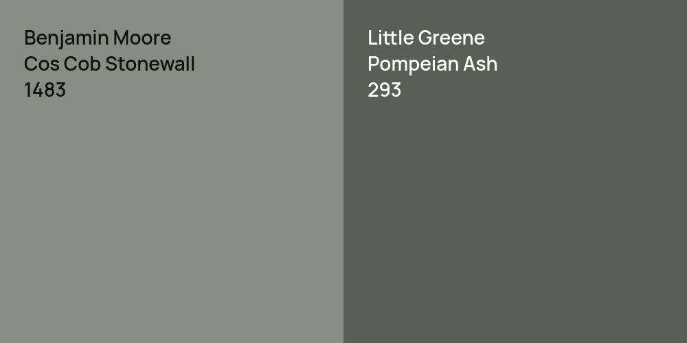 Benjamin Moore Cos Cob Stonewall vs. Little Greene Pompeian Ash