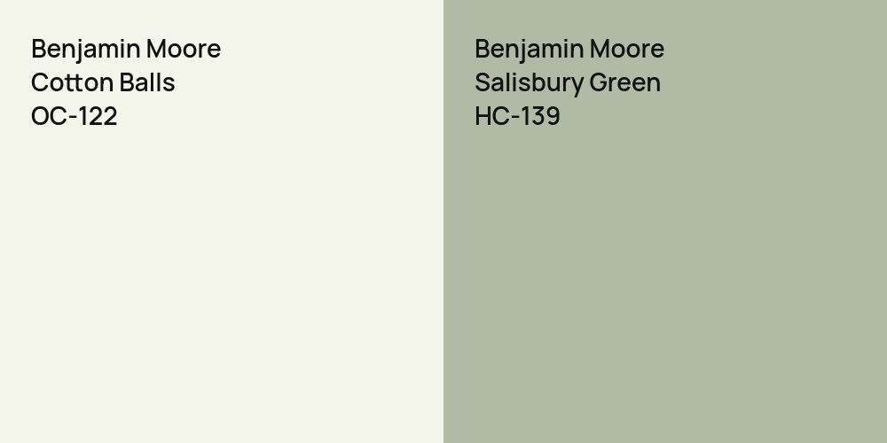 Benjamin Moore Cotton Balls vs. Benjamin Moore Salisbury Green