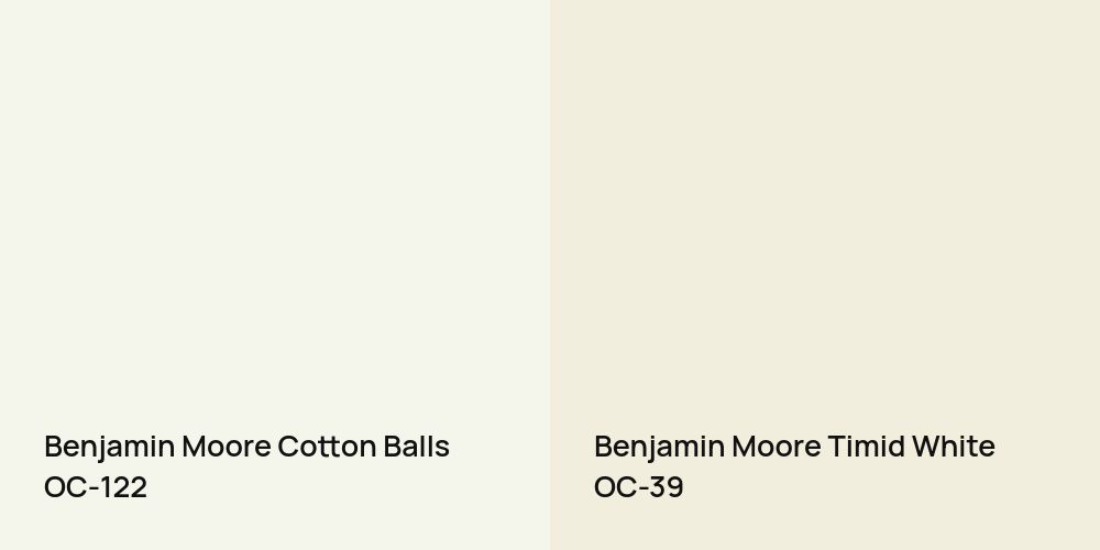 Benjamin Moore Cotton Balls vs. Benjamin Moore Timid White