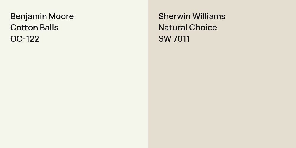 Benjamin Moore Cotton Balls vs. Sherwin Williams Natural Choice