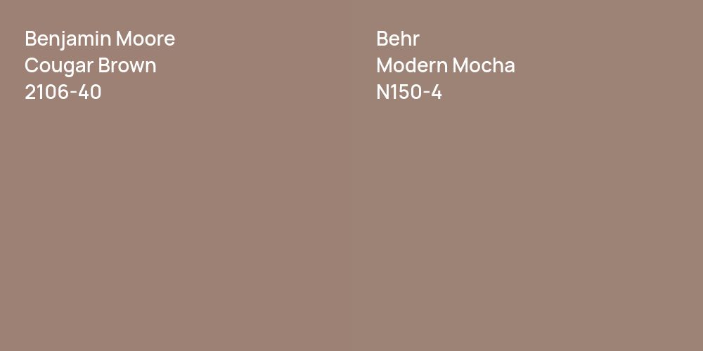 Benjamin Moore Cougar Brown vs. Behr Modern Mocha