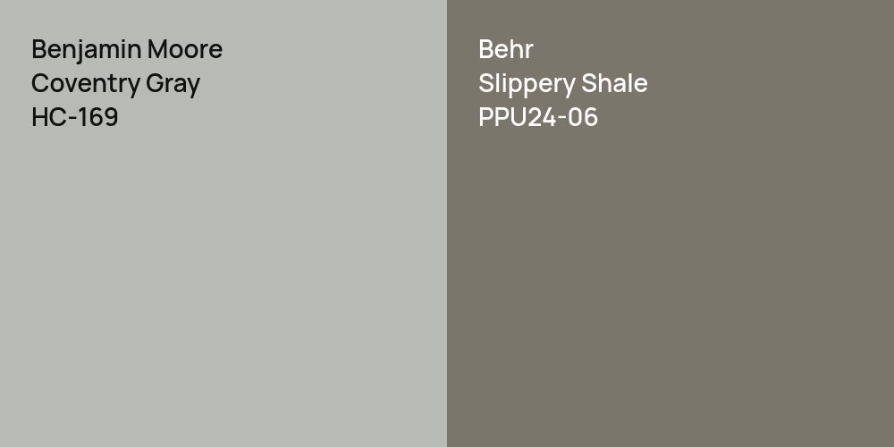 Benjamin Moore Coventry Gray vs. Behr Slippery Shale