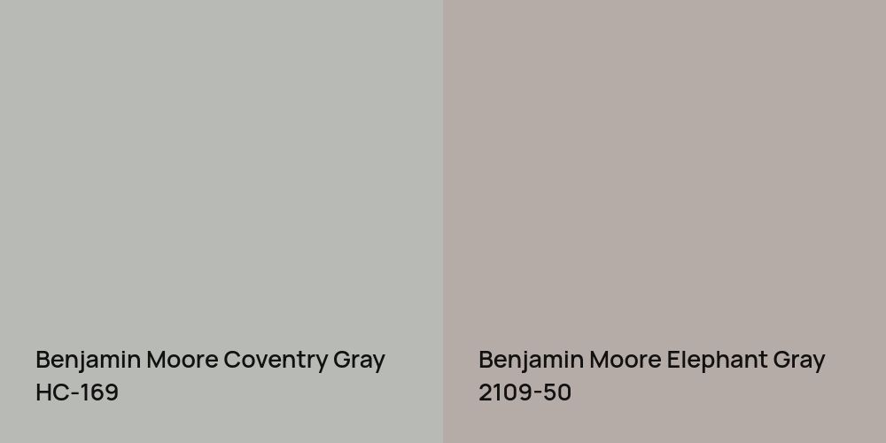 Benjamin Moore Coventry Gray vs. Benjamin Moore Elephant Gray