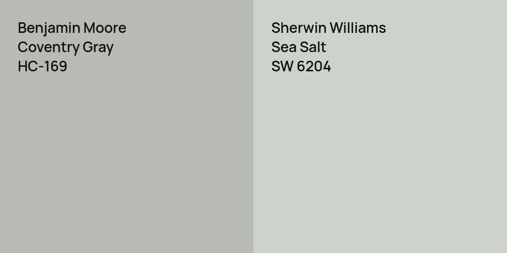 Benjamin Moore Coventry Gray vs. Sherwin Williams Sea Salt