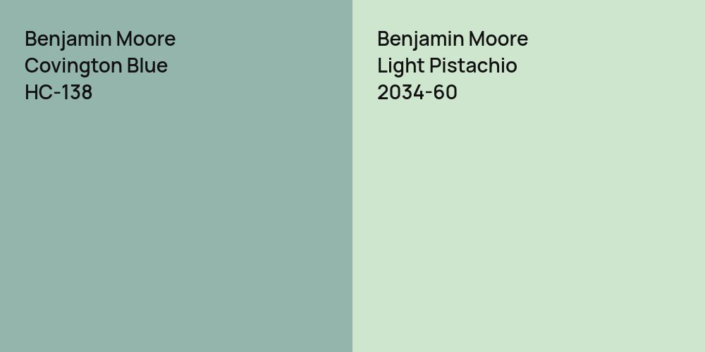 Benjamin Moore Covington Blue vs. Benjamin Moore Light Pistachio