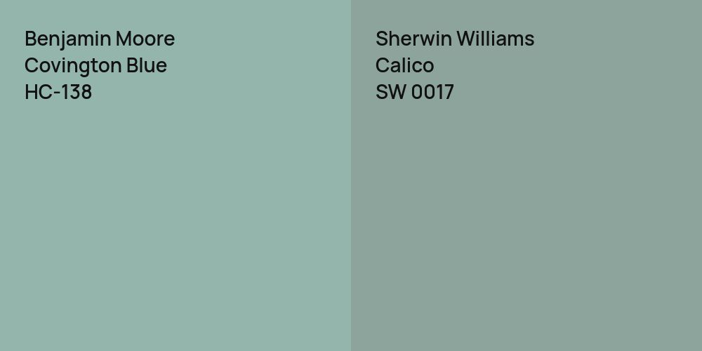 Benjamin Moore Covington Blue vs. Sherwin Williams Calico