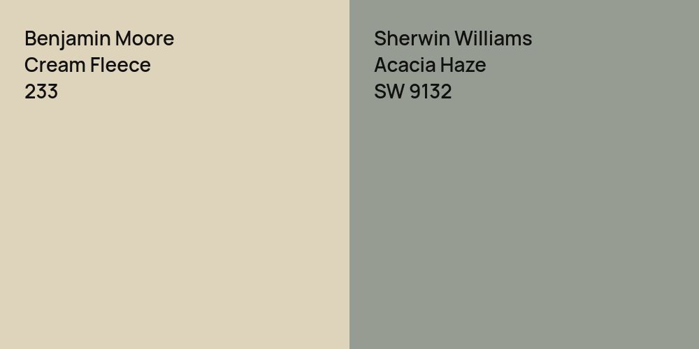 Benjamin Moore Cream Fleece vs. Sherwin Williams Acacia Haze