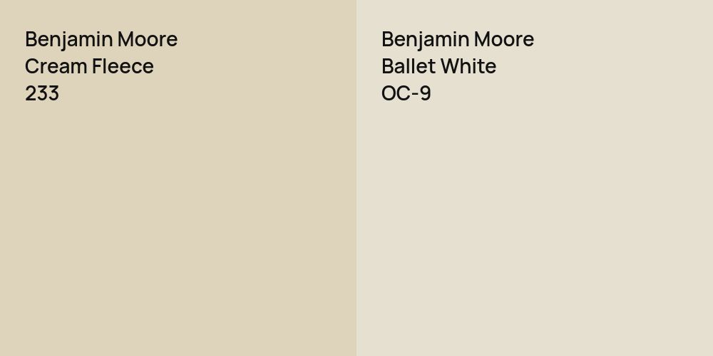 Benjamin Moore Cream Fleece vs. Benjamin Moore Ballet White