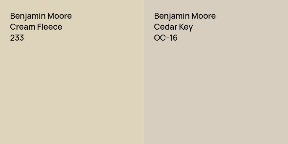 Benjamin Moore Cream Fleece vs. Benjamin Moore Cedar Key