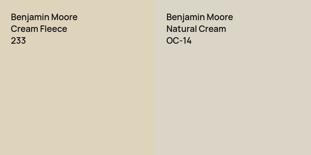 Benjamin Moore Cream Fleece vs. Benjamin Moore Natural Cream