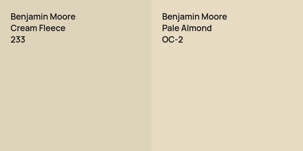 Benjamin Moore Cream Fleece vs. Benjamin Moore Pale Almond