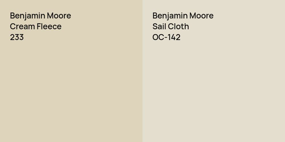 Benjamin Moore Cream Fleece vs. Benjamin Moore Sail Cloth