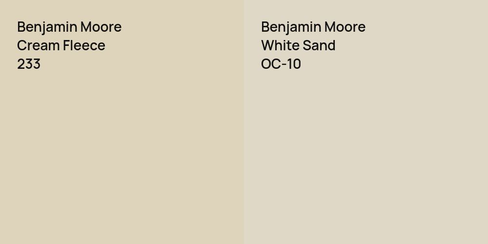 Benjamin Moore Cream Fleece vs. Benjamin Moore White Sand