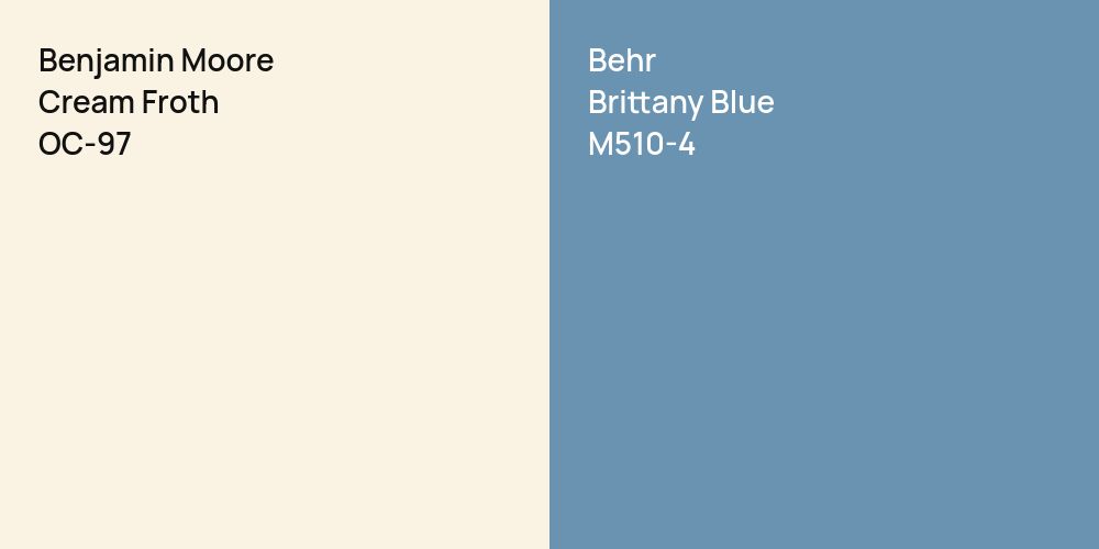 Benjamin Moore Cream Froth vs. Behr Brittany Blue