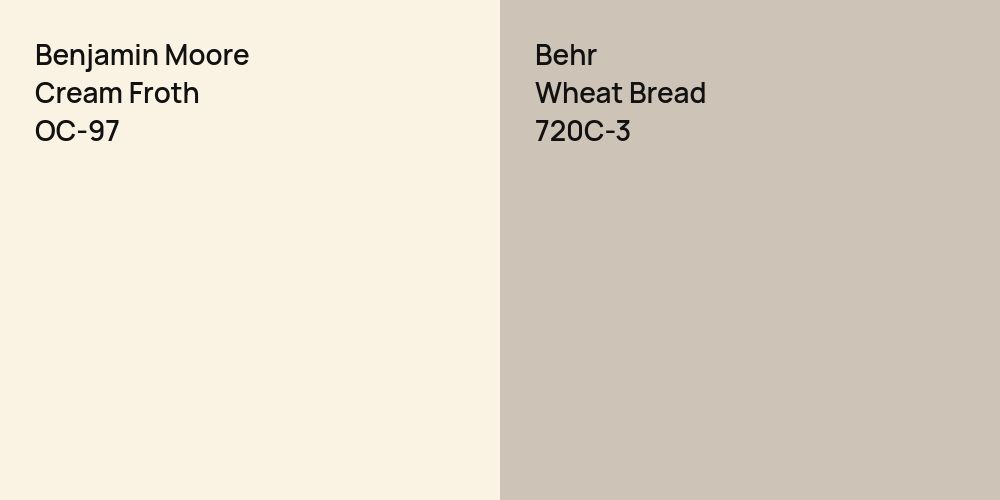 Benjamin Moore Cream Froth vs. Behr Wheat Bread