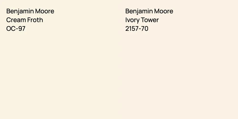 Benjamin Moore Cream Froth vs. Benjamin Moore Ivory Tower