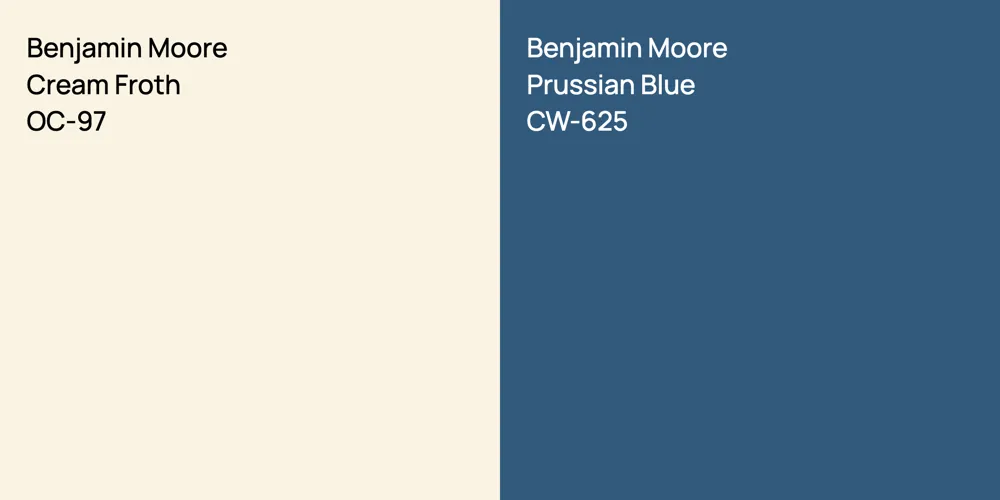 Benjamin Moore Cream Froth vs. Benjamin Moore Prussian Blue